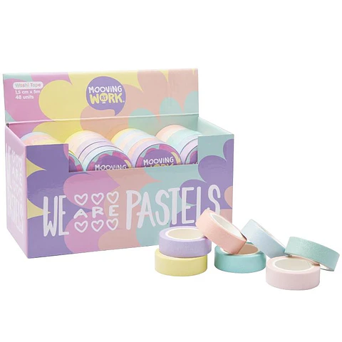 Cinta Decorativa Mooving Tape Pastel Glitter 1.5cm X 5mts (2102110301)