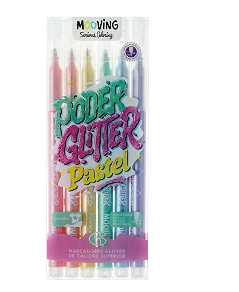 Marcador Escolar Mooving Glitter Pastel X6u. (3021606) 1