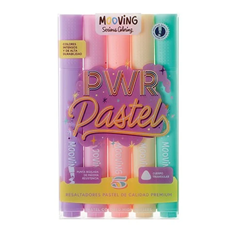 Resaltador Mooving X 5u. Pastel (3051105)