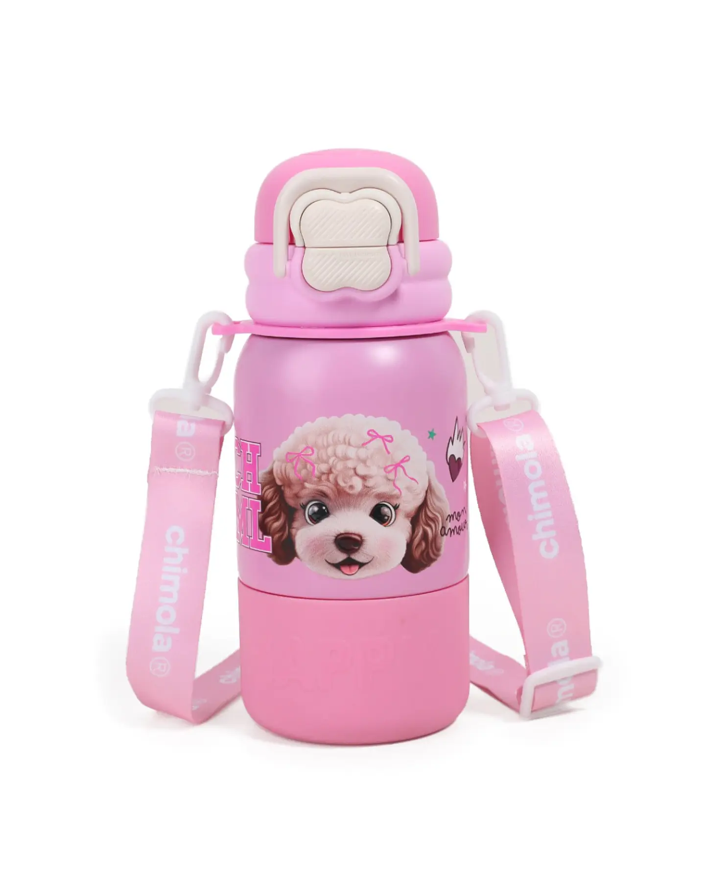 Botella Termica Chimola Poodle 500 Ml Con Correa Y Vaso (bz97) 1