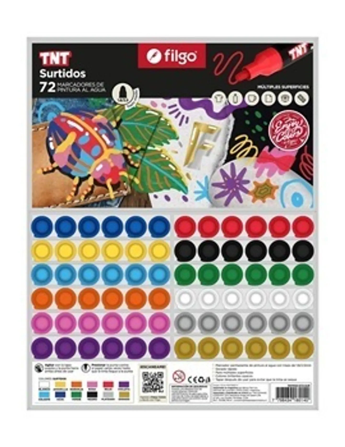 Marcador Filgo Pintura Al Agua TNT x72 Surtido 1