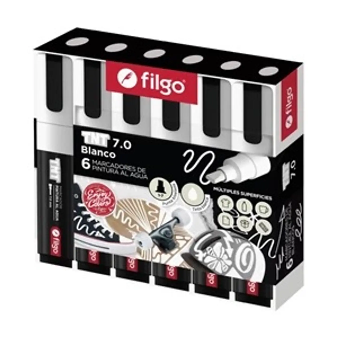 Marcador Filgo TNT Pintura Al Agua Blanco Punta Biselada 7.0 1