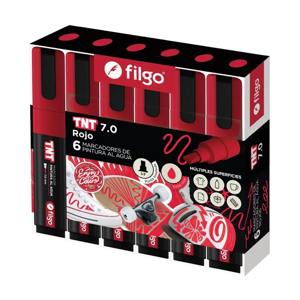 Marcador Filgo Pintura Al Agua TNT Trazo Medio Rojo 3.0 1