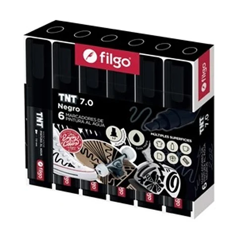 Marcador Filgo TNT Pintura Al Agua Negro Punta Biselada 7.0