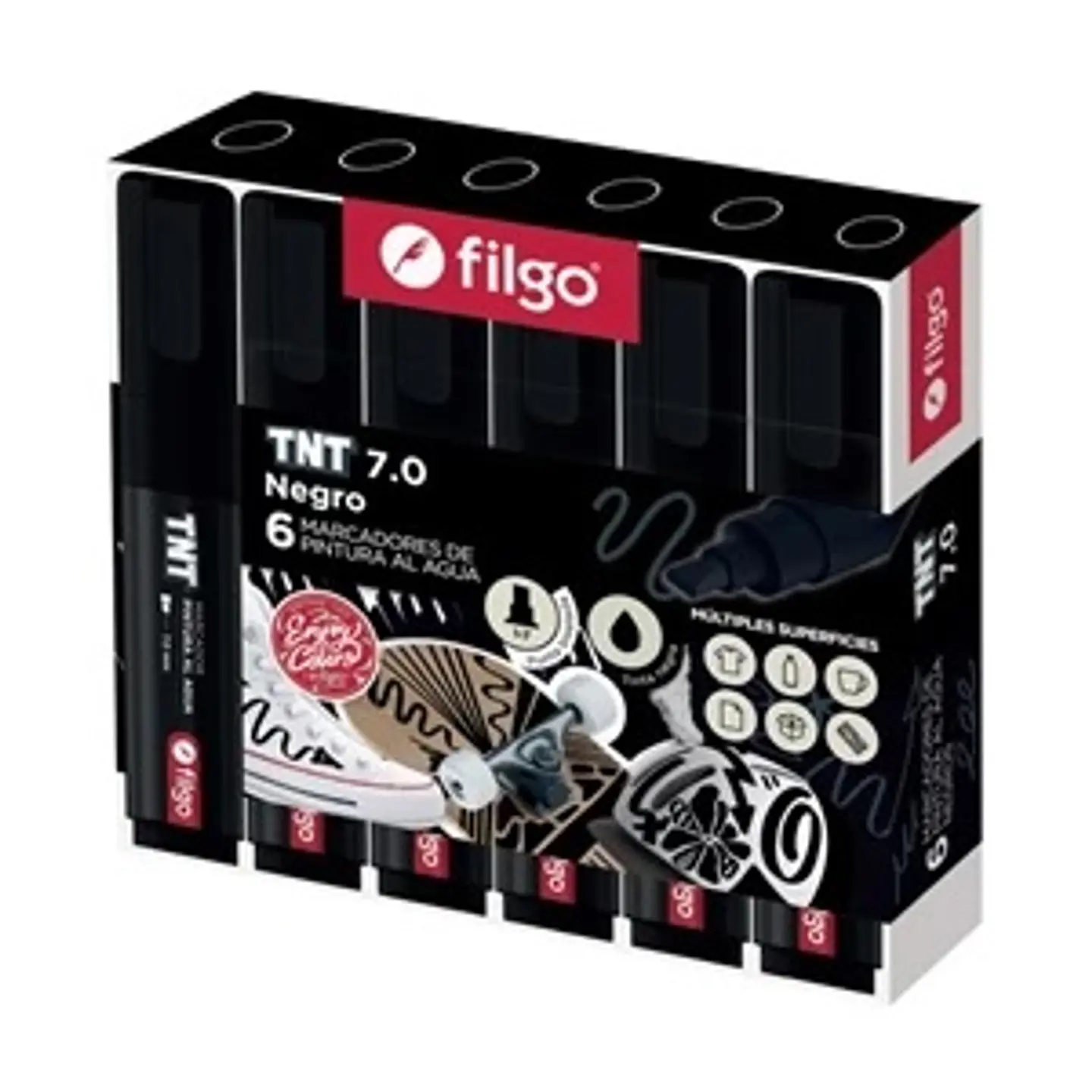 Marcador Filgo TNT Pintura Al Agua Negro Punta Biselada 7.0 1
