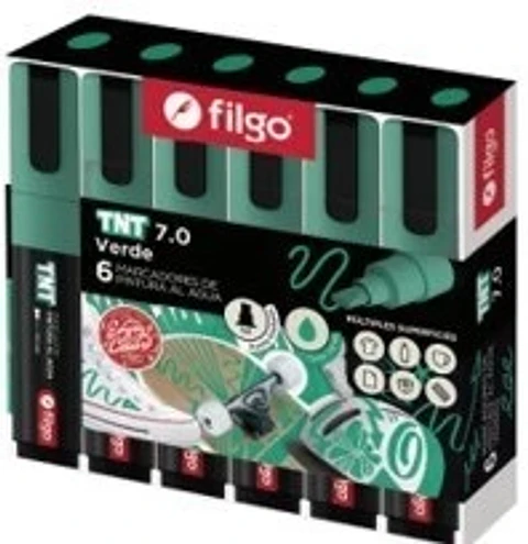 Marcador Filgo TNT Pintura Al Agua Verde Punta Biselada 7.0