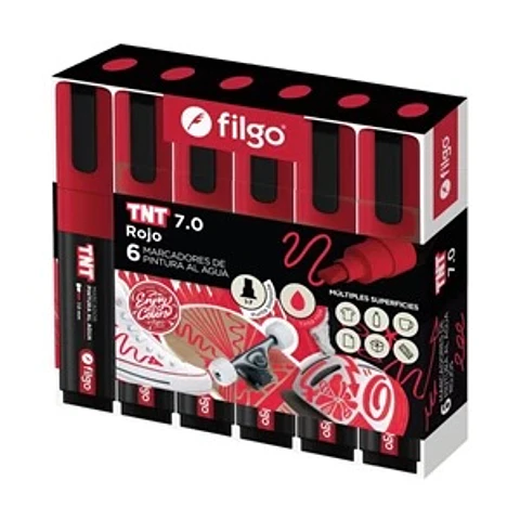 Marcador Filgo TNT Pintura Al Agua Rojo Punta Biselada 7.0