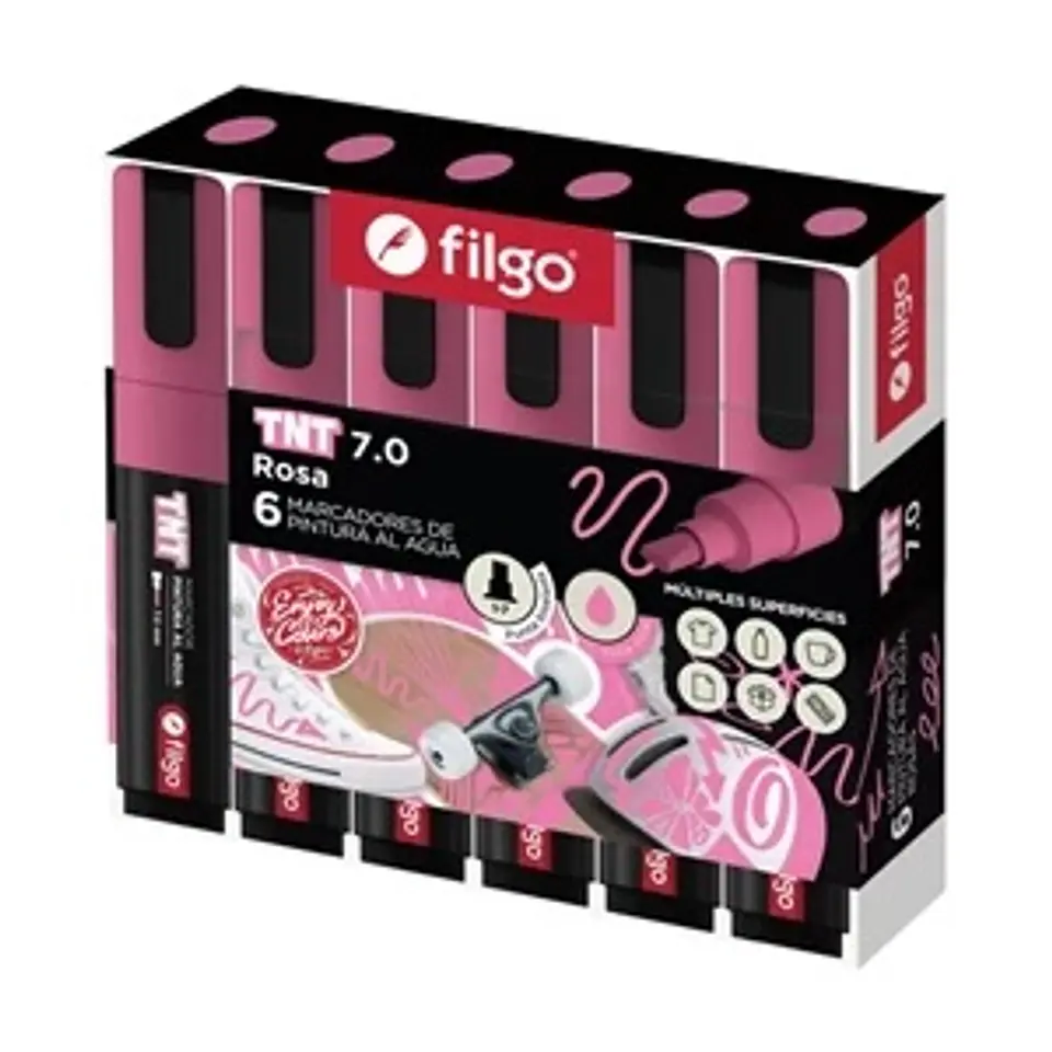 Marcador Filgo TNT Pintura Al Agua Rosa Punta Biselada 7.0 1