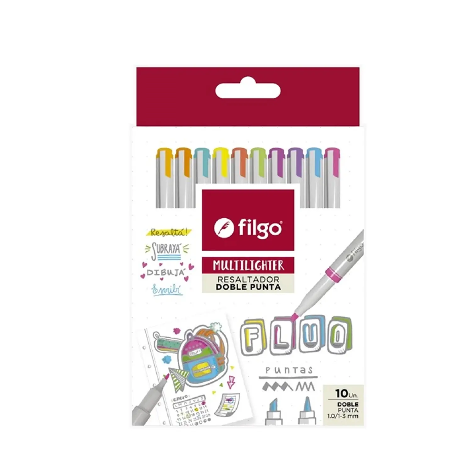 Resaltador Filgo Multilighter Doble Punta Fluo x10 1