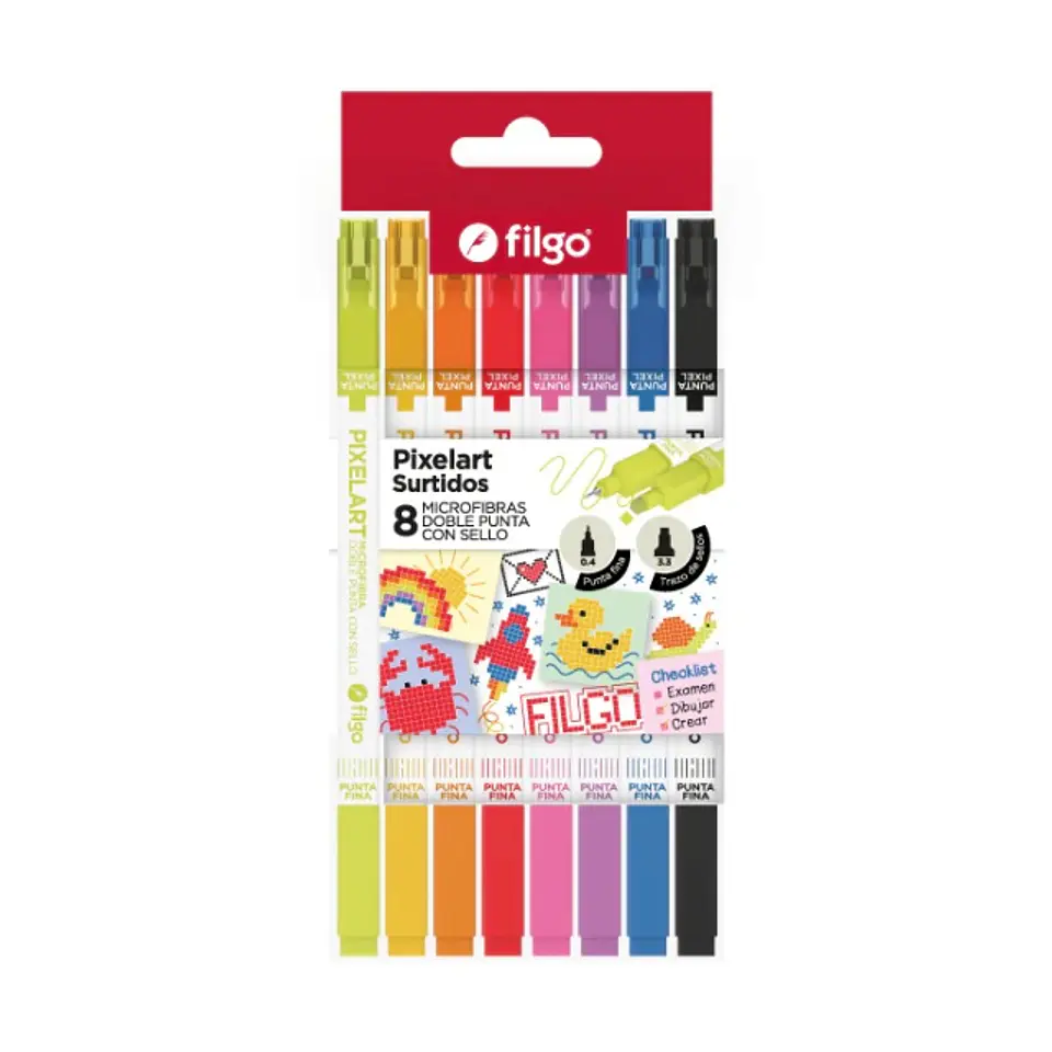 Microfibra Filgo Pixelart Doble Punta Con Sello x8 1