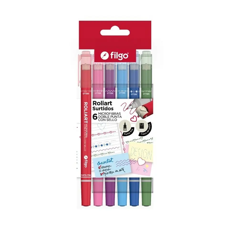 Microfibra Filgo Roliart Doble Punta Con Sello x6 1