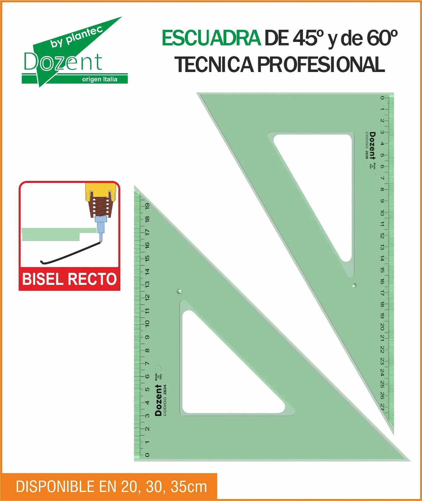 Escuadra Dozent 20 cm 45° Biselada 1