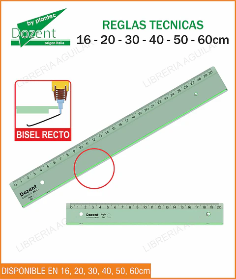 Regla Dozent Técnica 30 cm Verde Transparente