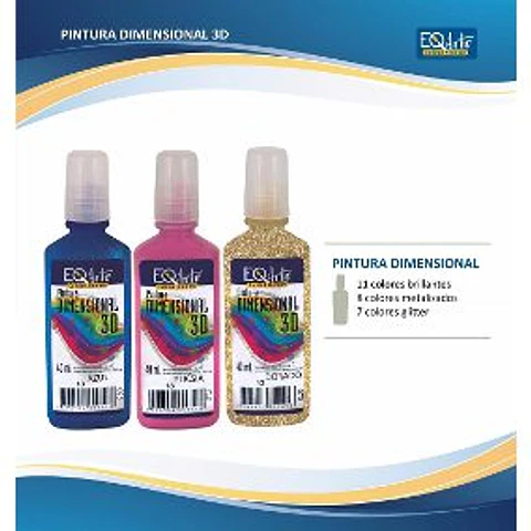 Pintura Eq Arte Dimensional 3D Metalizados 40ml