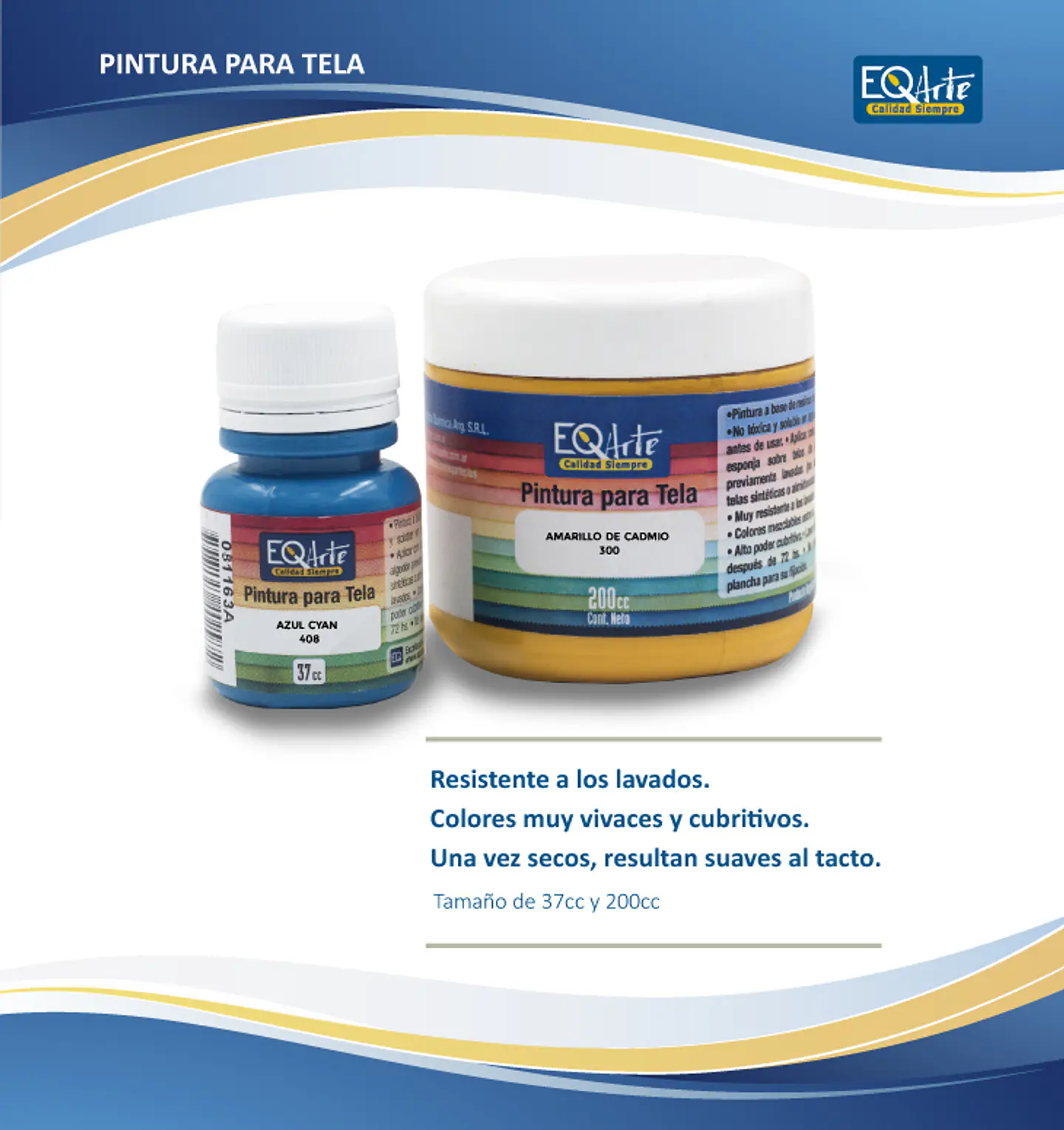 Pintura Para Tela Eq Arte 37cc Metalizado Dorado/Plateado 1