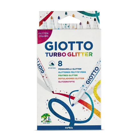 Marcador Escolar Giotto Turbo Glitter x8