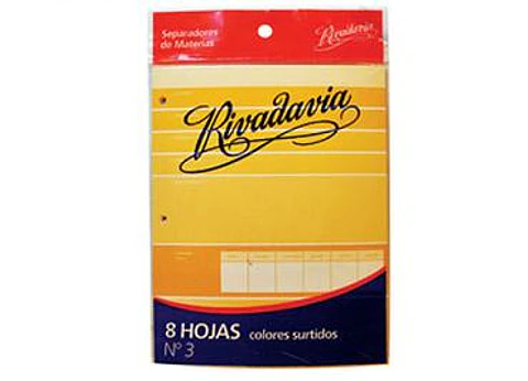 Separador Rivadavia De Materias N°3 8 Hojas