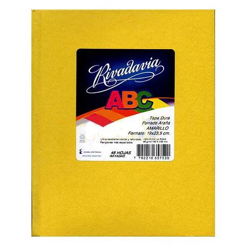 Cuaderno Rivadavia ABC Forrado 50 Hojas Varios Colores Cuadriculado