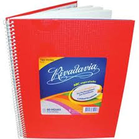 Cuaderno Rivadavia 21x27 ABC Forrado 60 Hojas Varios Colores Rayado