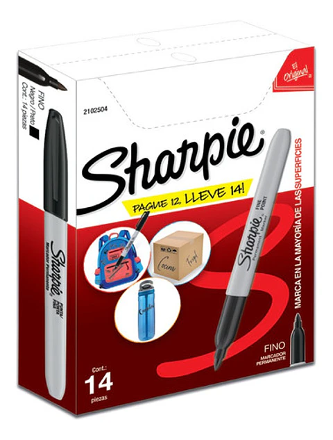 Marcador Sharpie Fino Negro Caja x14