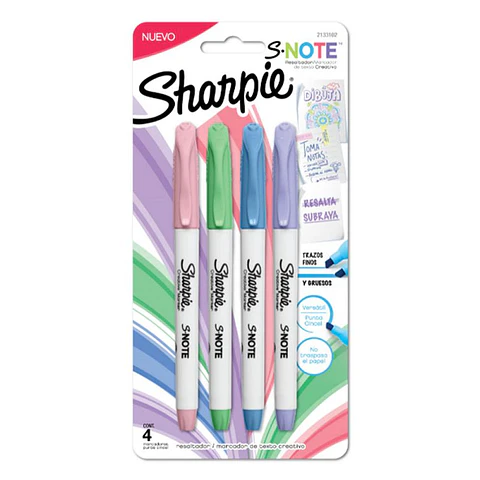 Resaltador Sharpie Note Blíster x4 Pastel