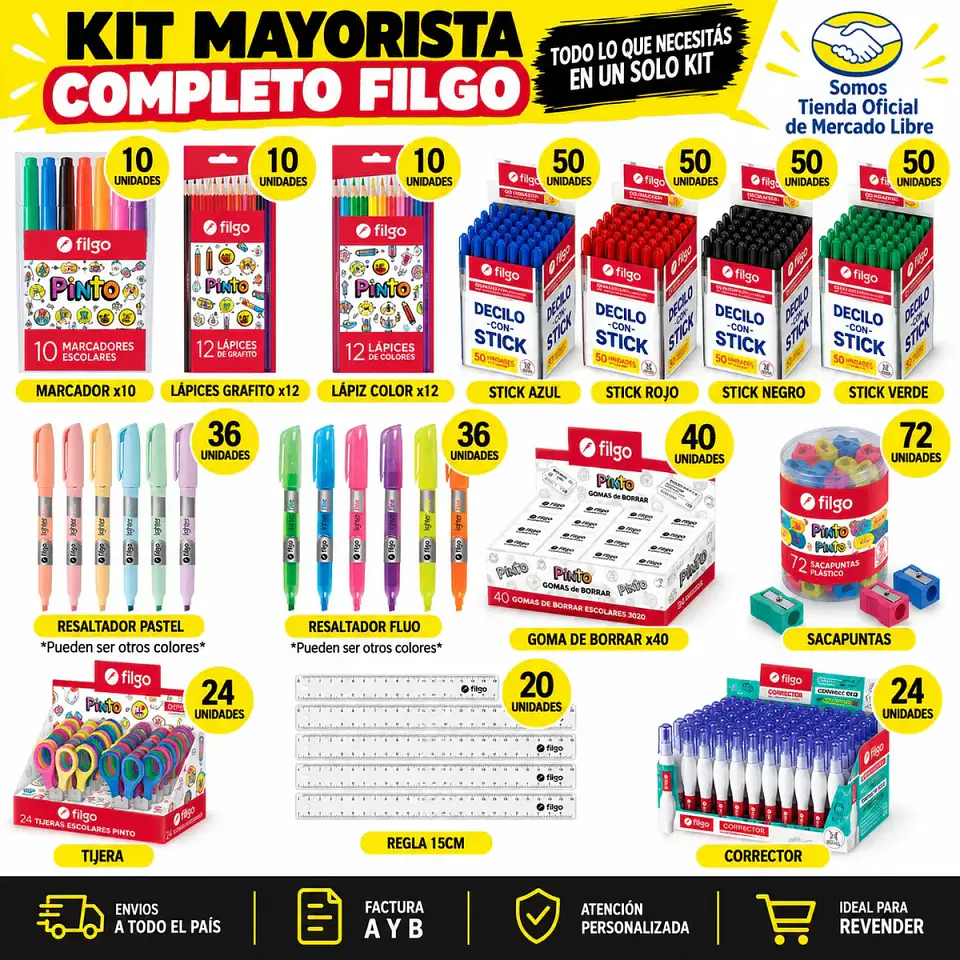 Libreria Mayorista Kit Emprendedor Combo Filgo Escolar 1 ENVIO GRATIS  6