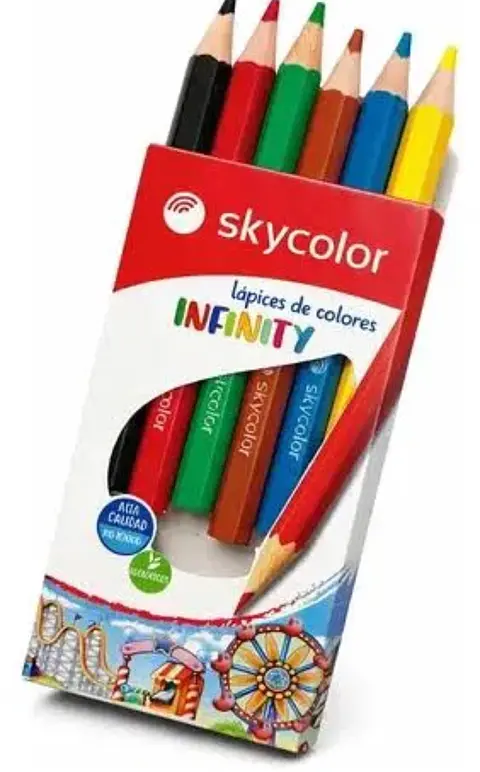 Lapices Colores Corto x6 SkyColor