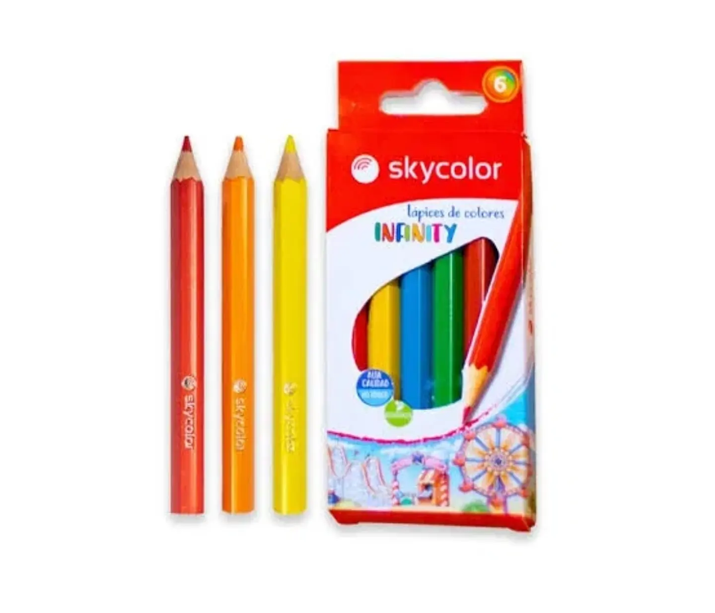 Lapices Colores Corto x6 SkyColor 2