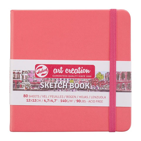 Cuaderno Croquis Rojo Coral 12x12cm 140g 80 Hojas