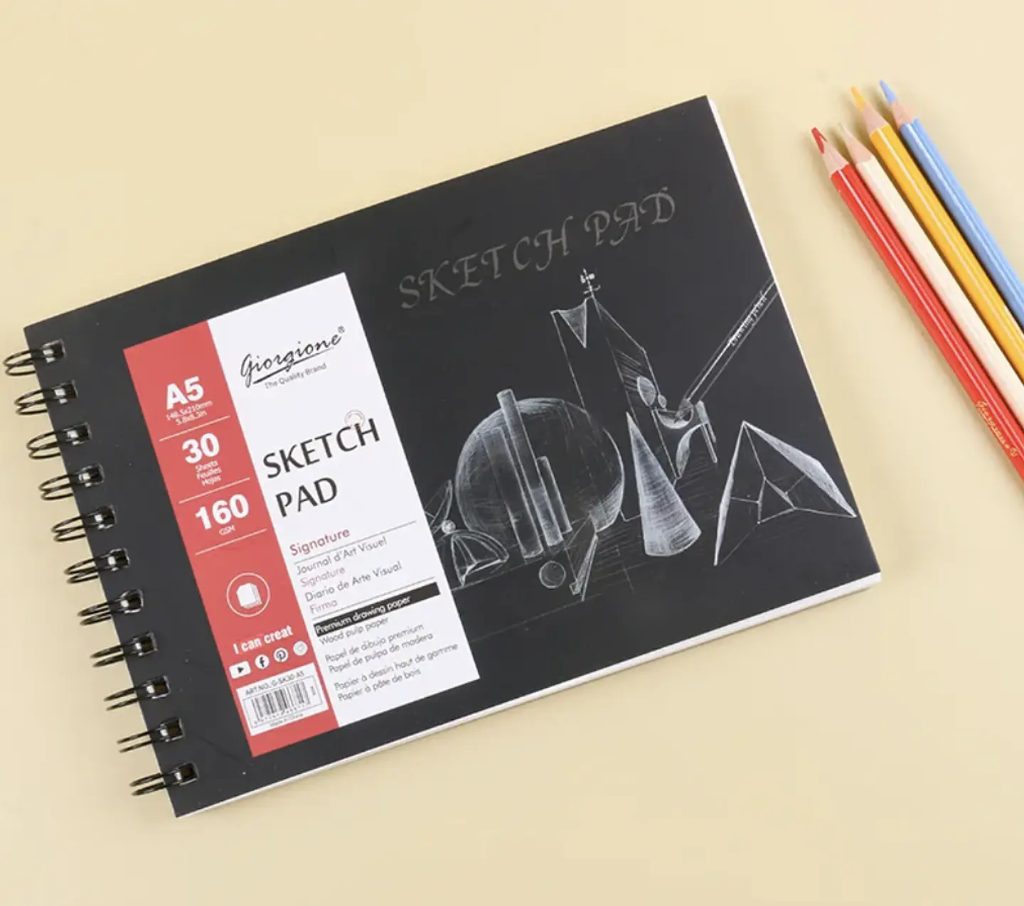 Sketch Pad A5 Apaisado con espiral 160 Gramos  - 30h 1