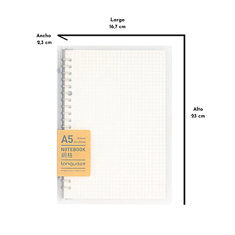 Libreta Anillada Con Hojas Recambiables A5 - CUADROS