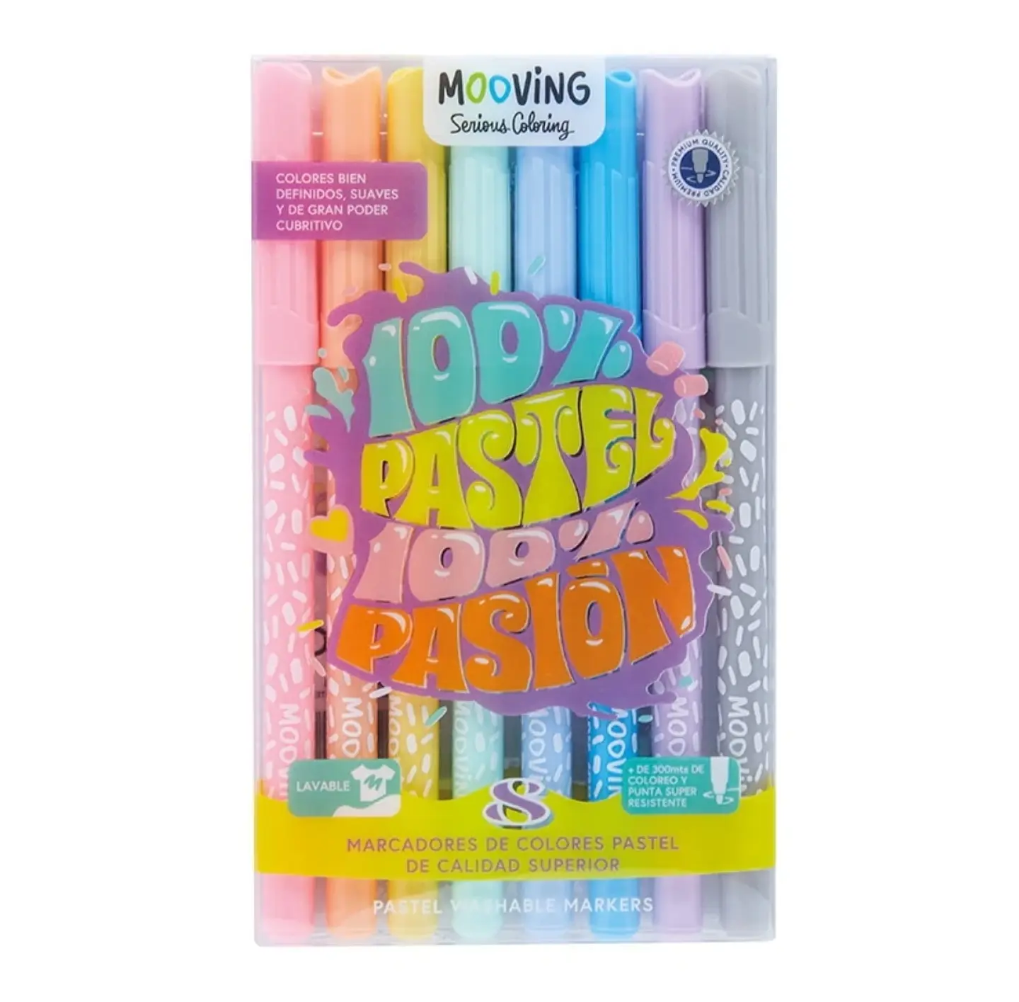 MARCADORES FIBRA MOOVING x 8 PASTEL 1