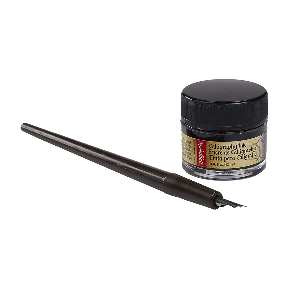 Set plumilla #102 Crow Quill y Tinta Negra 12ml Speedball 1