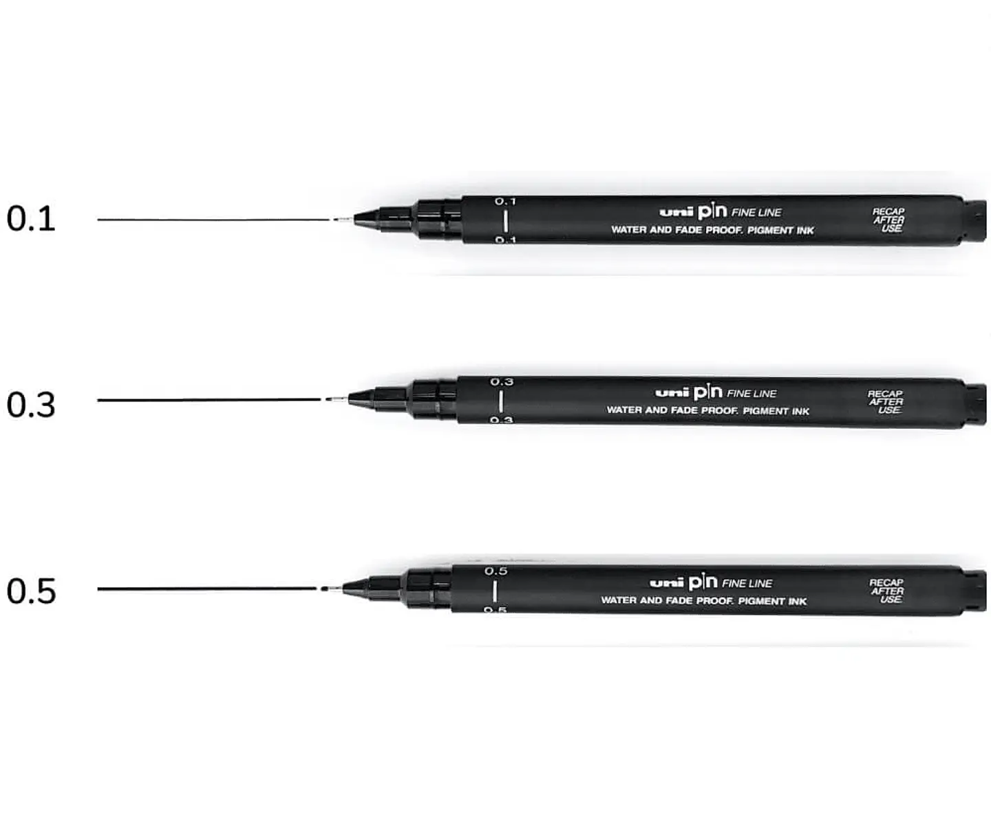SET TIRALINEAS UNI-PIN - Negro 3 grosores 0.1, 0.3 y 0.5 mm 1
