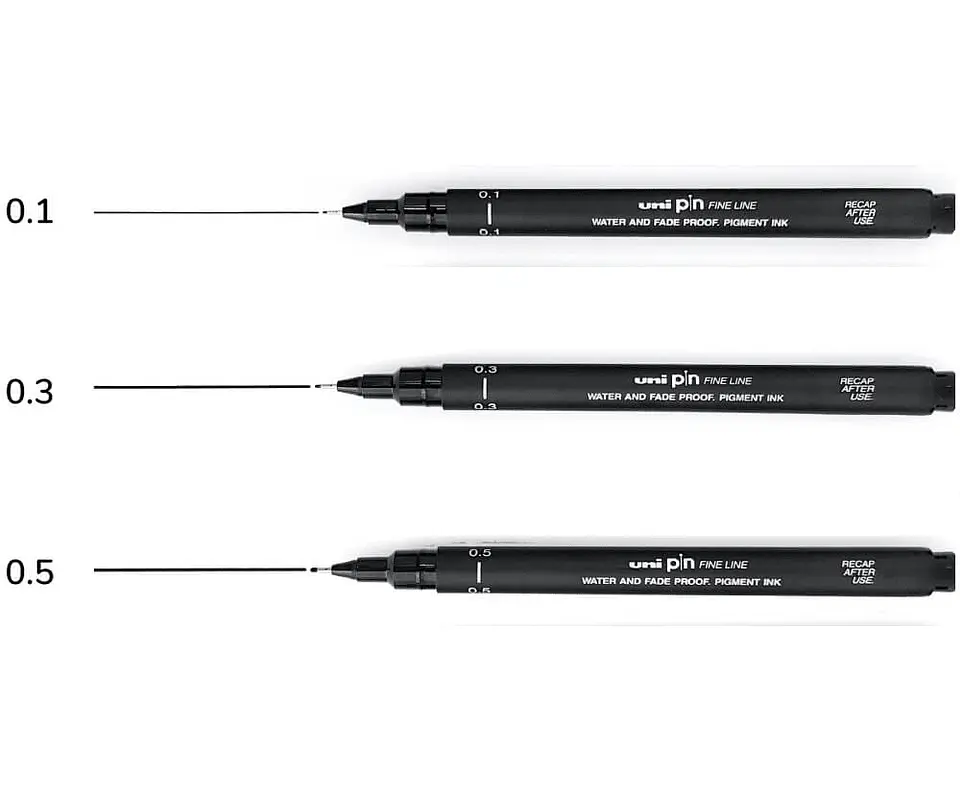 SET TIRALINEAS UNI-PIN - Negro 3 grosores 0.1, 0.3 y 0.5 mm 1