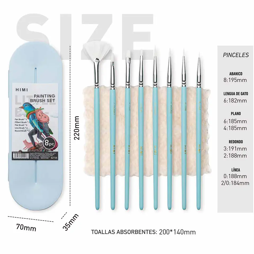 HIMI SET DE 8 PINCELES MULTIFORMA 1