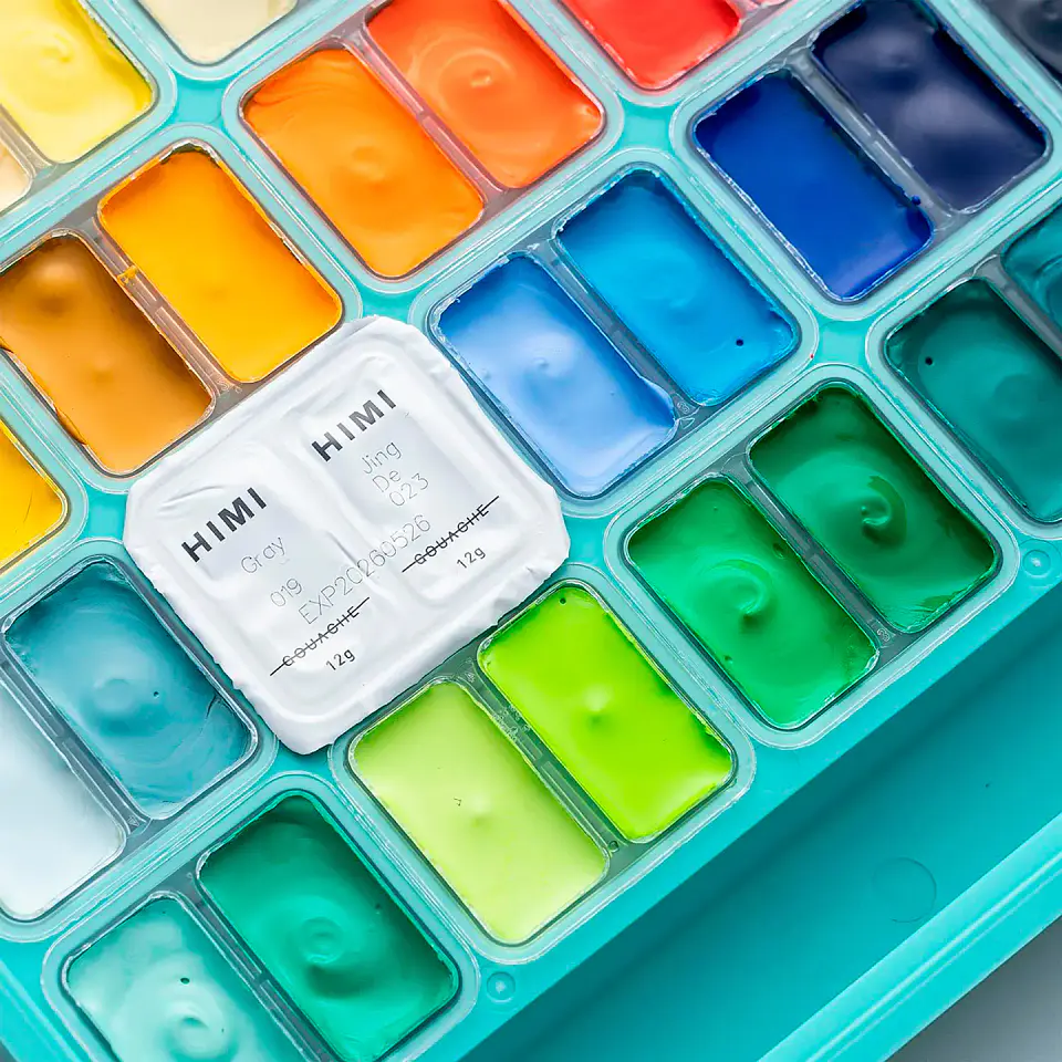 HIMI SET GOUACHE 48 COLORES / 12GR + INCLUYE 3 PINCELES 3