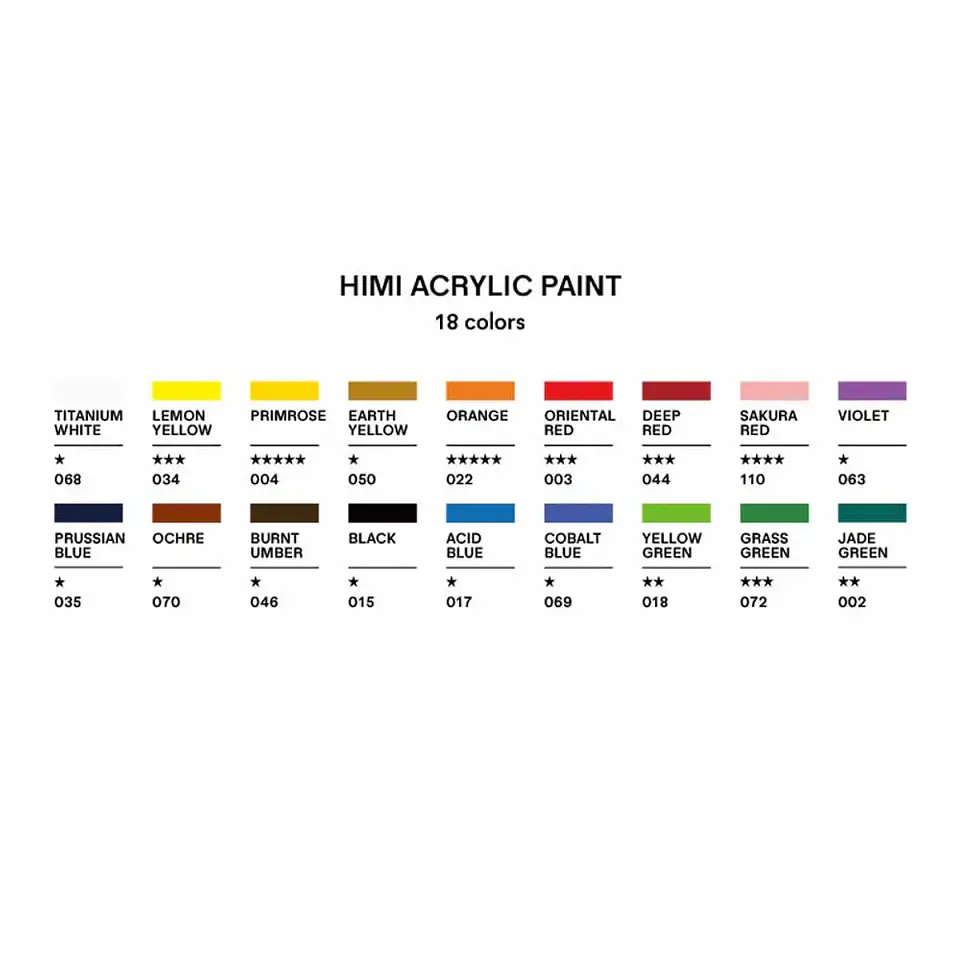 HIMI SET DE TUBO ACRILICO 12 ML 18 COLORES 3