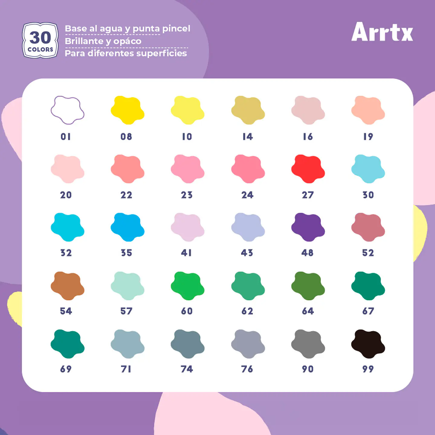 ARRTX MARCADORES ACRÍLICOS DE 30 COLORES 30A 2