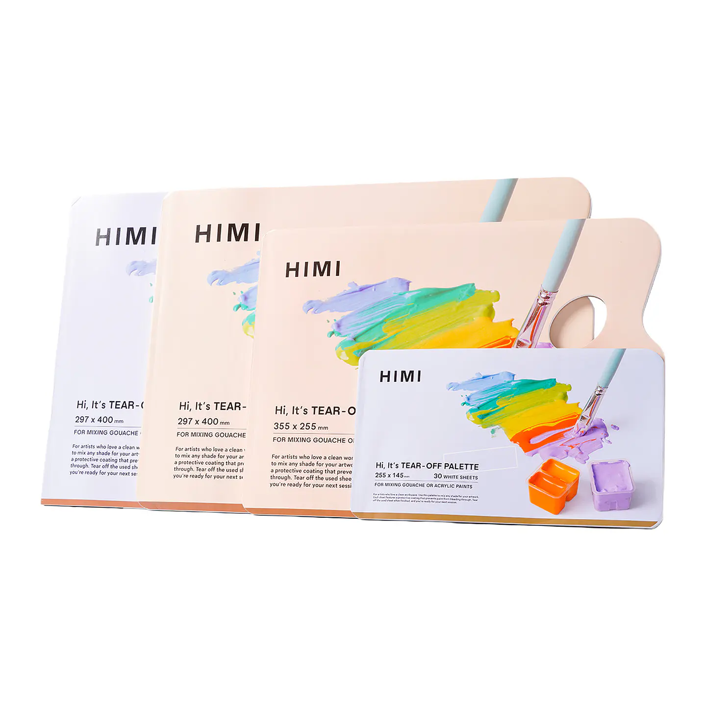 HIMI PALETA PAPEL DESECHABLE 35,5 X 25,5 CM 30 H PARA MANO 5