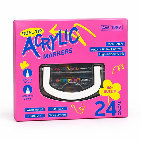 Marcadores Acrílicos Doble Punta 24 colores