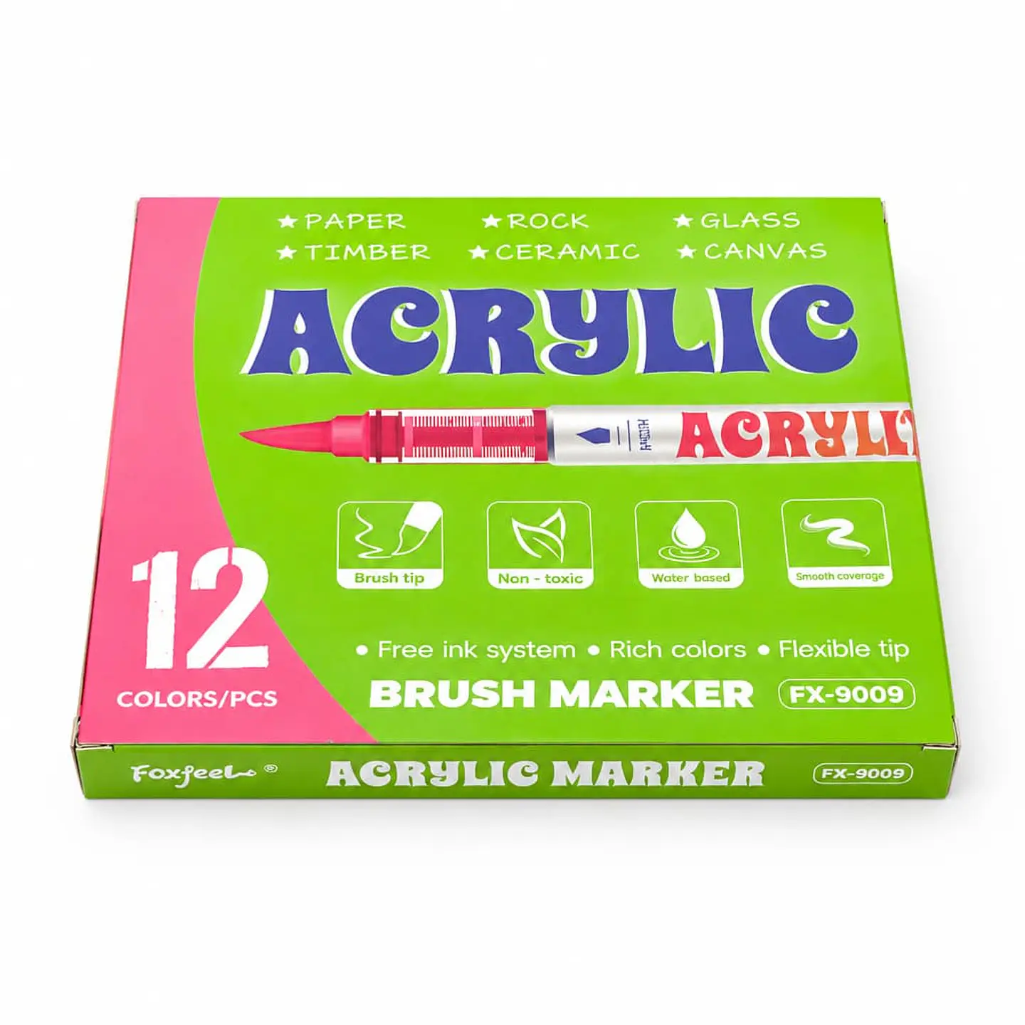 Marcadores  Acrílicos Punta Pincel 12 colores 1