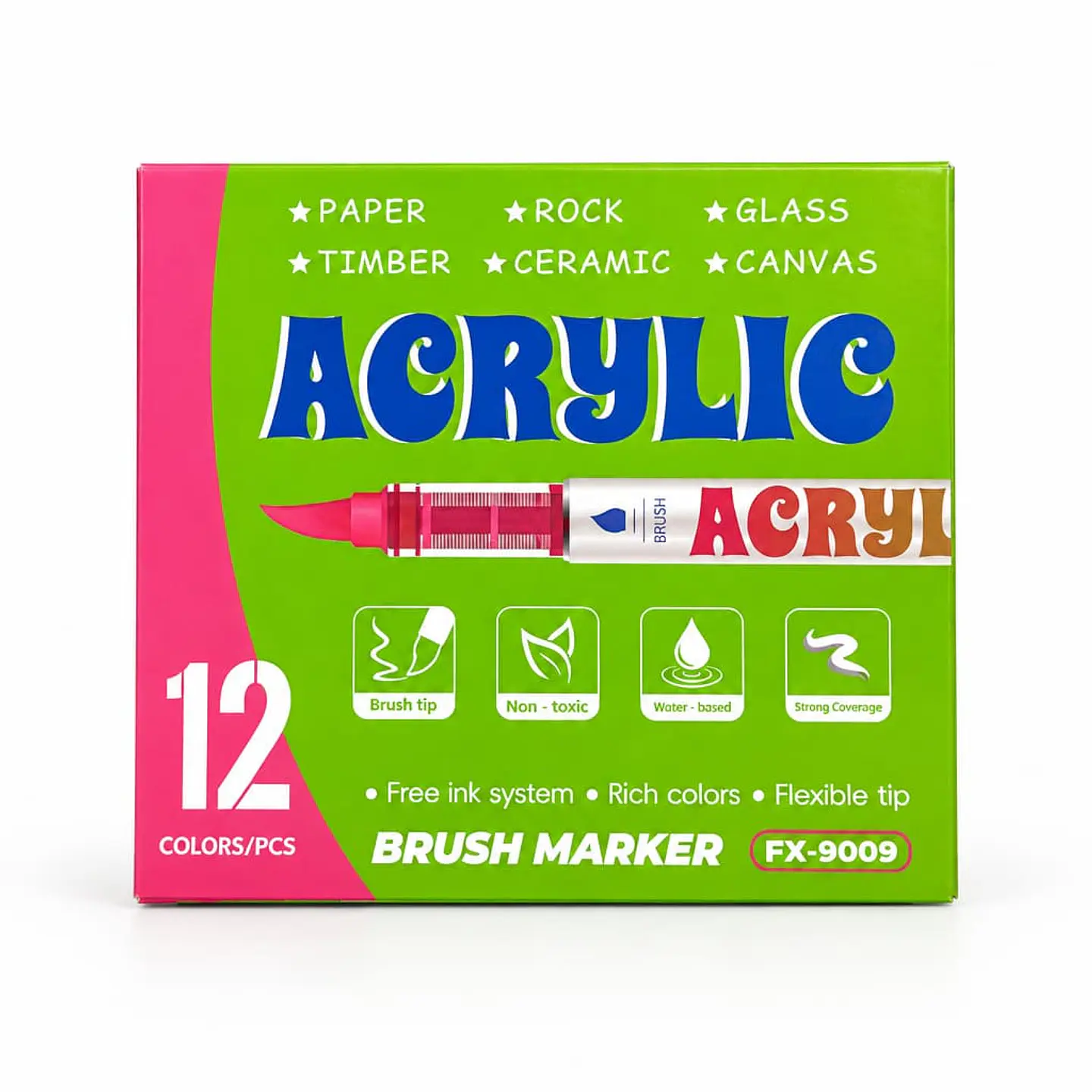 Marcadores  Acrílicos Punta Pincel 12 colores 2