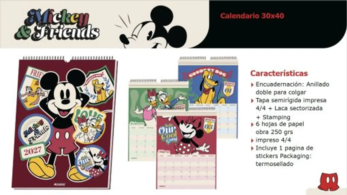 Calendario Mickey & Friends 2027 Mooving 30X40 2