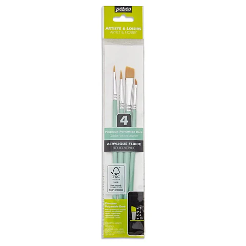 Set de pinceles Biselados 4 pcs