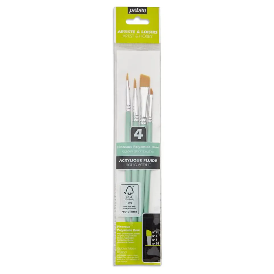 Set de pinceles Biselados 4 pcs 1