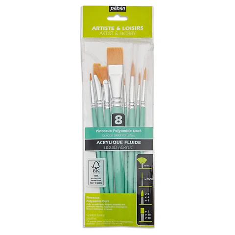 Set de 8 Pinceles Formas Mixtas 
