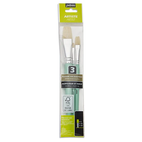 Set de pinceles cerdas blancas - 3 pcs