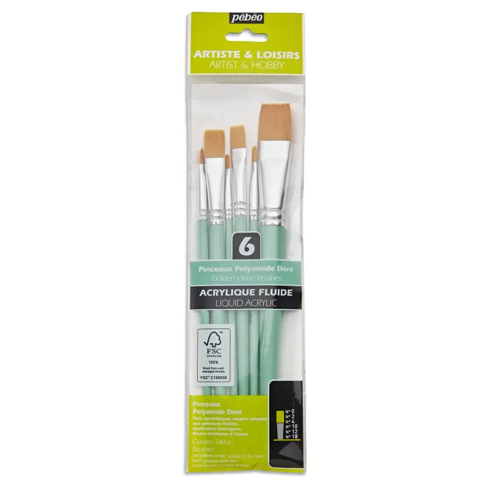 Set de pinceles planos - 6 pcs  1