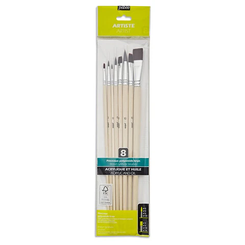 Set de pinceles mango largo -  8 pcs 